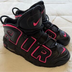 Nike Kids' Air More Uptempo Black/Pink High-Top Sneakers 6Y